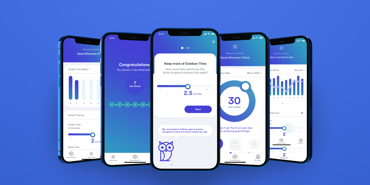 Sunlite App Hero Sunlite App for Myopia key screens