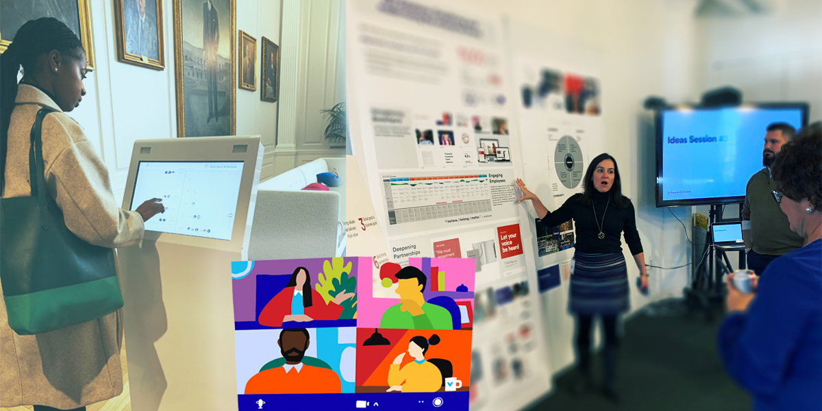 Future-of-Work-Labs Future of Work Concepts Woman on kiosk collaboration session